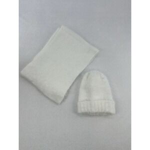Marcus Adler knit pompom hat and fringed scarf gift set for her Ivory Very Soft